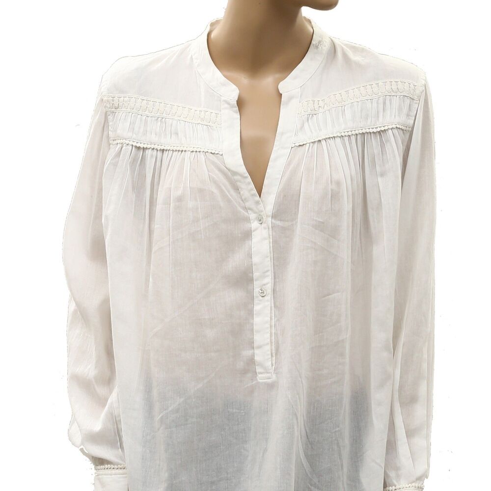 Nili Lotan Women's Clarys Tunic Top Pleated Long Sleeves Cotton White XL 288892 - Picture 6 of 9